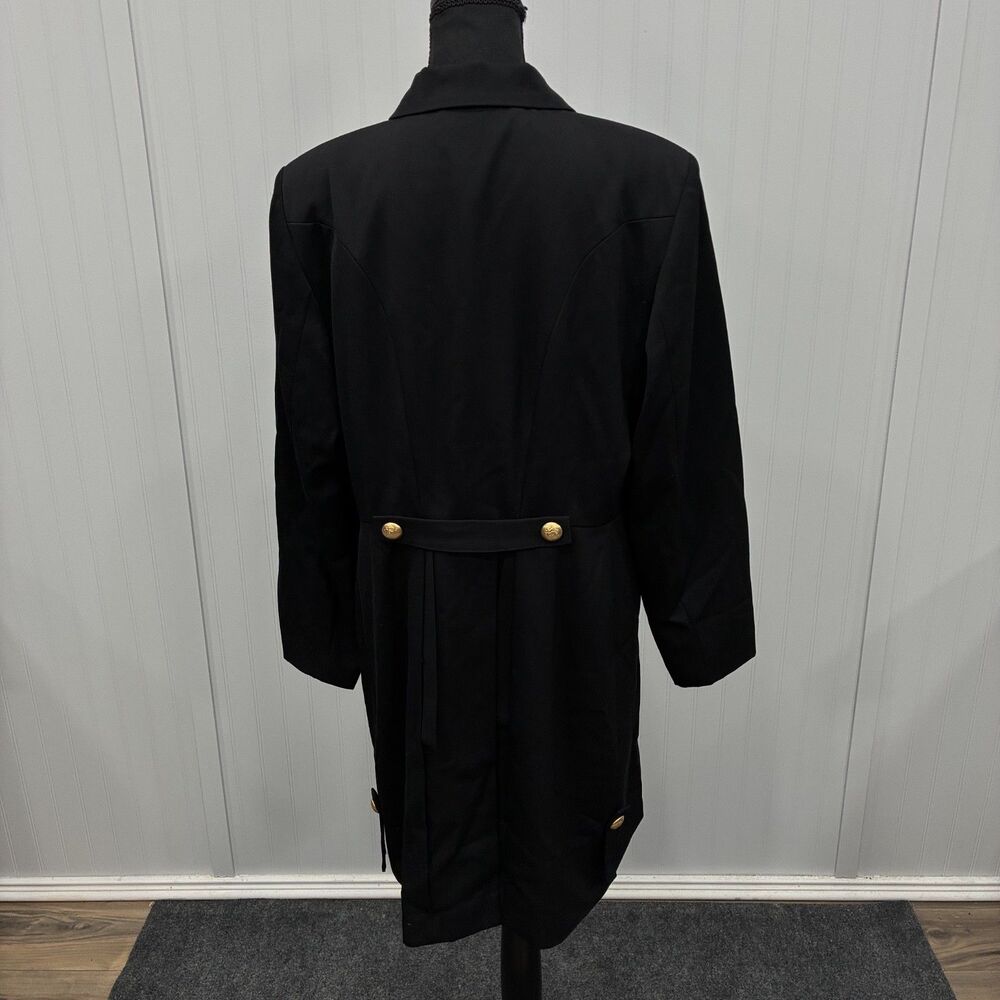 VTG J. Peterman Black Double Breasted Wool Officer's Peacoat Jacket Size 16 - Picture 4 of 6